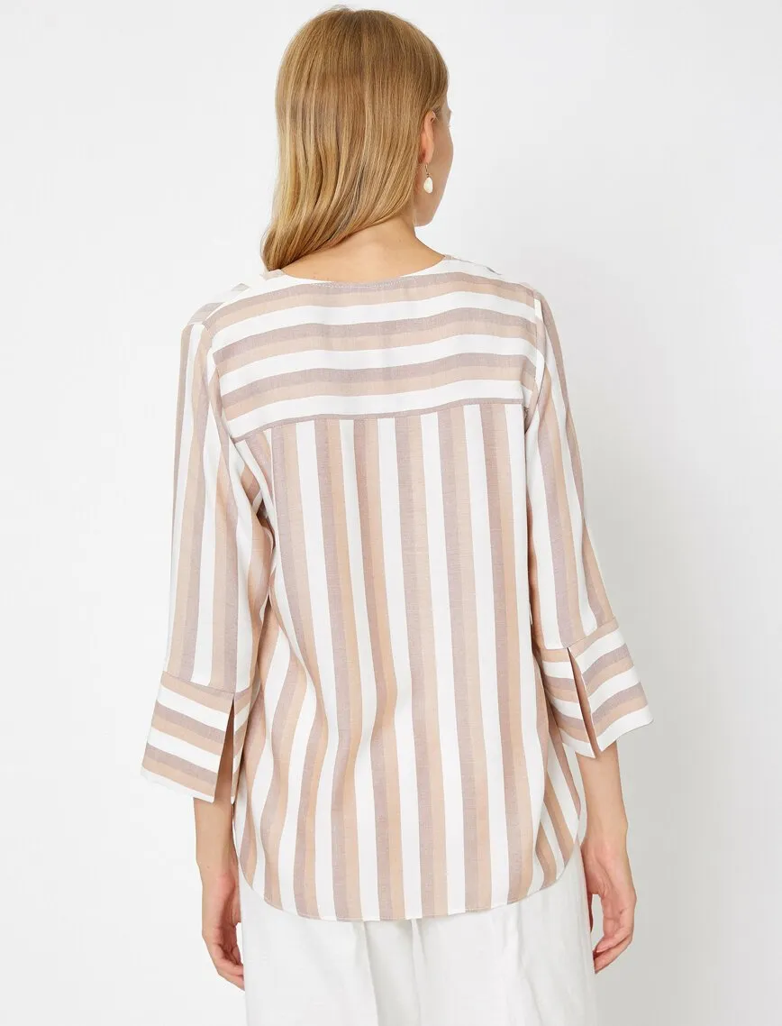 14854 Multi Colour Striped Blouse