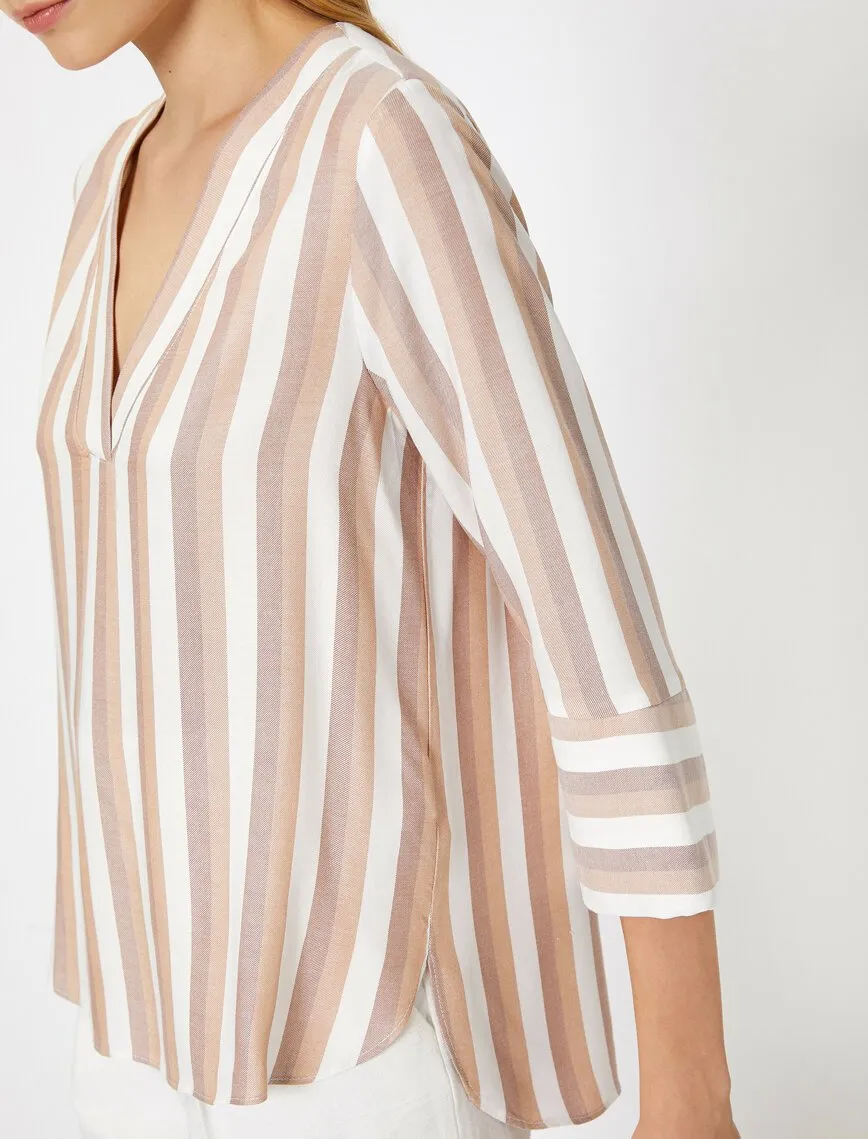 14854 Multi Colour Striped Blouse