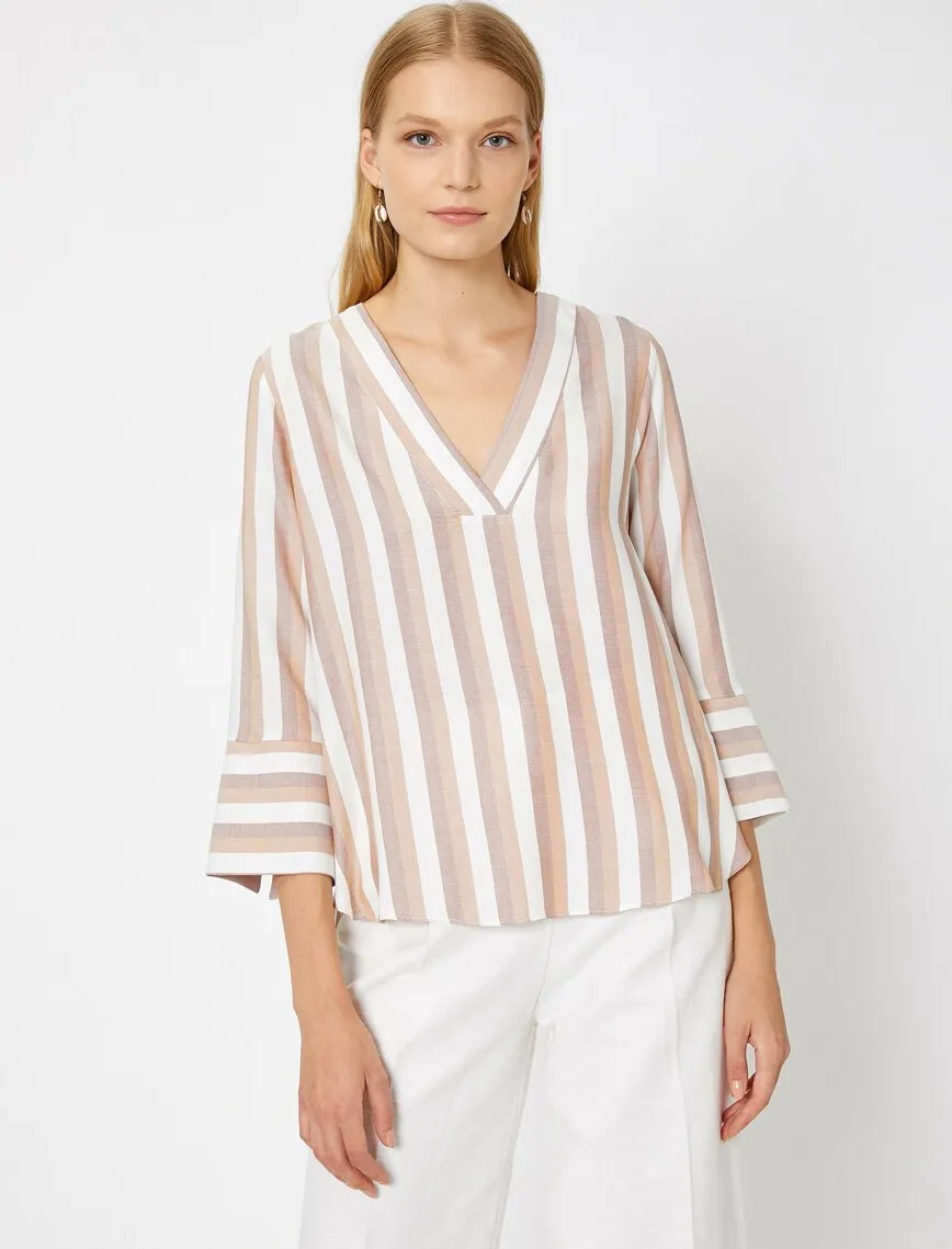 14854 Multi Colour Striped Blouse