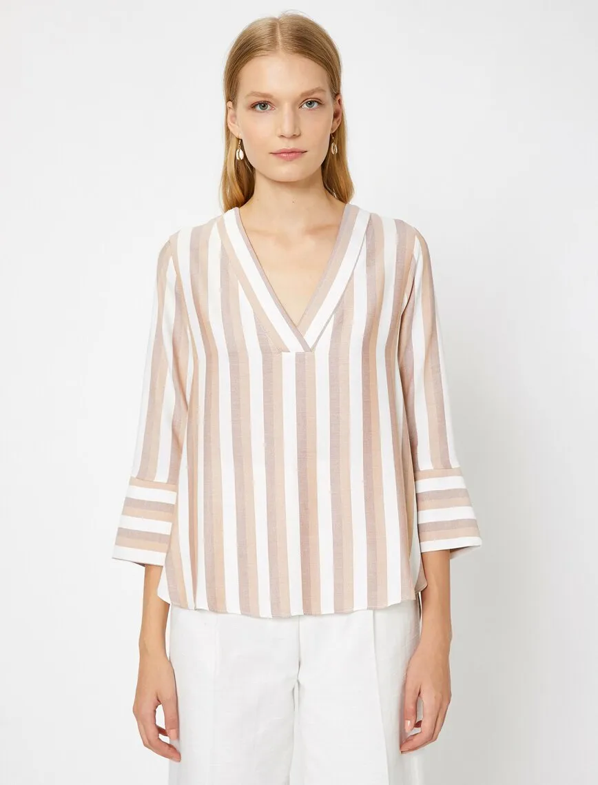 14854 Multi Colour Striped Blouse