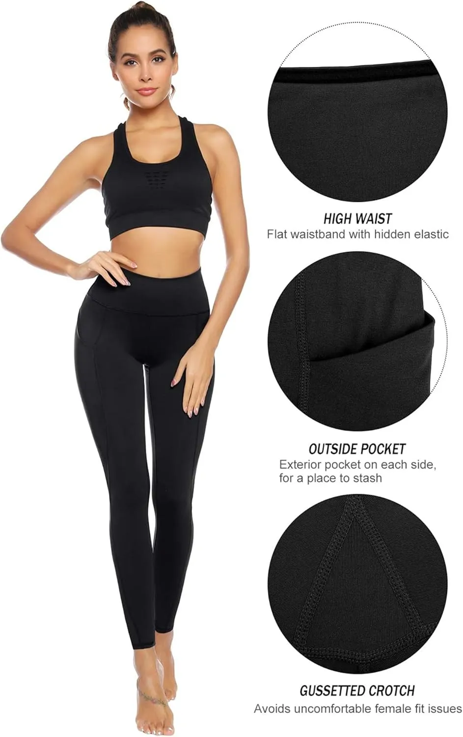 Auu High Waisted Leggings with Pockets Workout Leggings for Women Stretch Yoga Pants Buttery Soft