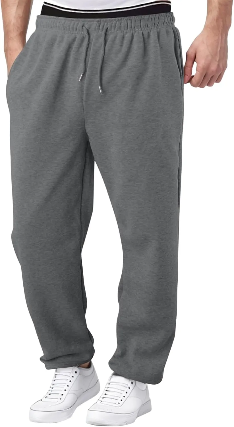 BIFUTON Mens Joggers with Pockets,Sweatpants for Men Big and Tall Fleece Lined Running Pants Drawstring Yoga Pants Trousers