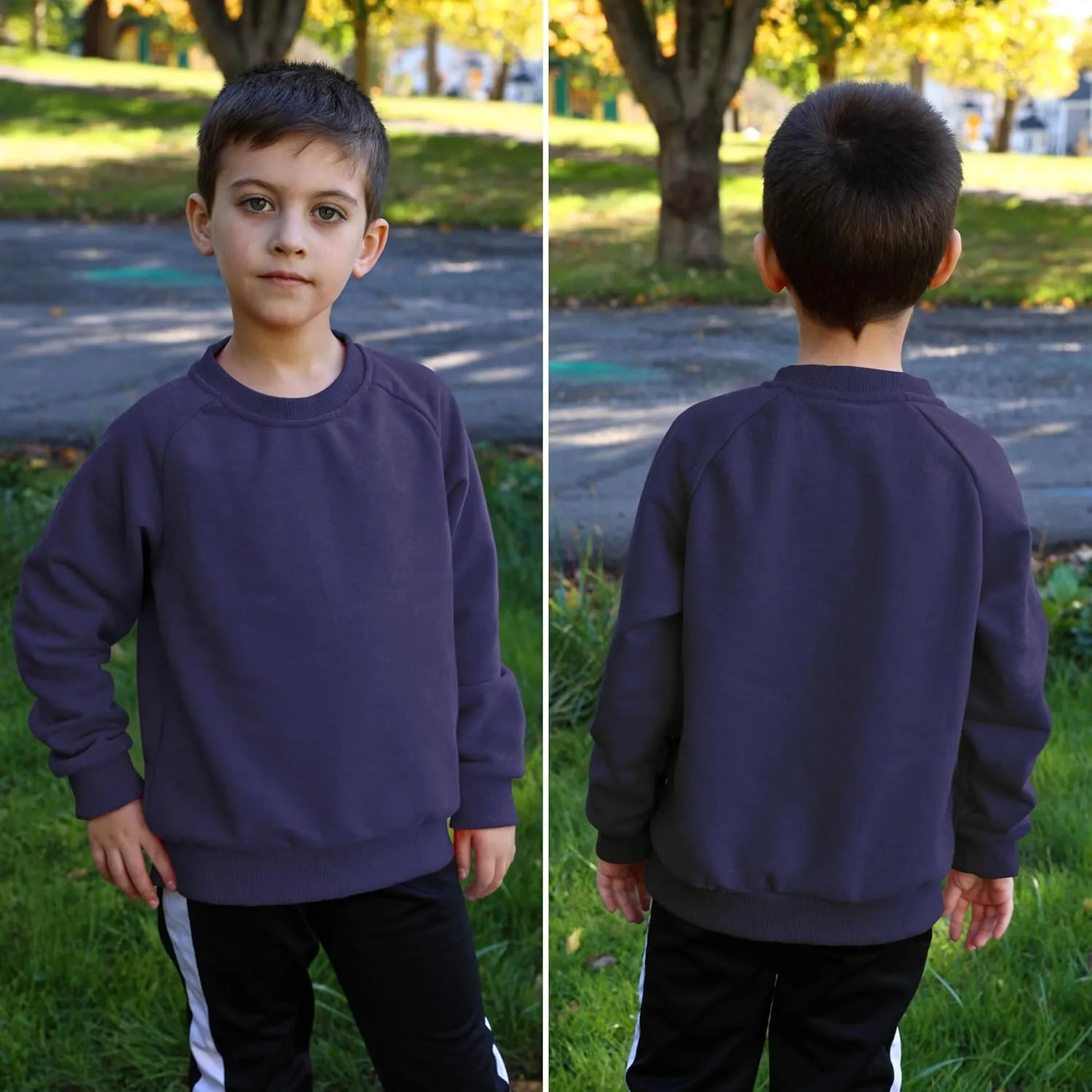 BIG ELEPHANT Boys Crewneck Sweatshirt Youth Fleece Sweatshirts Long Sleeve Basic Pullover Soft Warm Thin Fleece for Kids