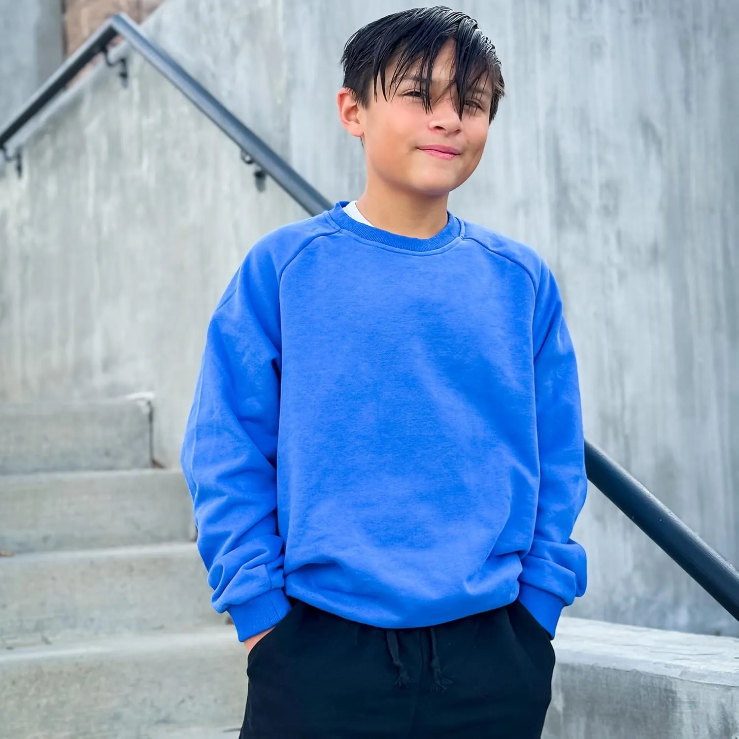 BIG ELEPHANT Boys Crewneck Sweatshirt Youth Fleece Sweatshirts Long Sleeve Basic Pullover Soft Warm Thin Fleece for Kids