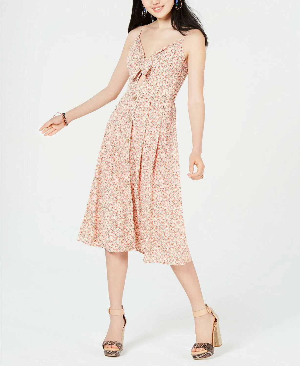 City Studios Juniors  Tie-Front Cutout Midi Dress