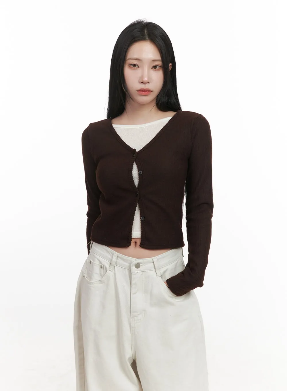 Classic Buttoned Crop Cardigan CJ516