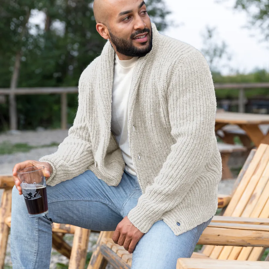 Classic Ribbed Knit Alpaca Cardigan
