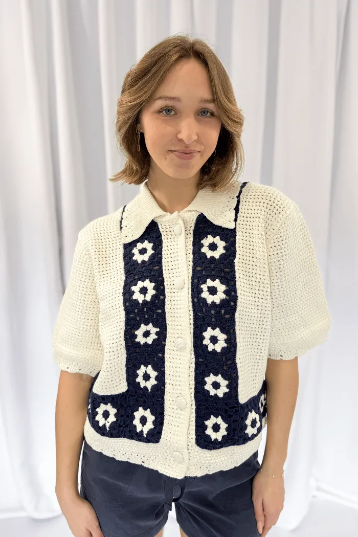 Collared Crochet Cardi