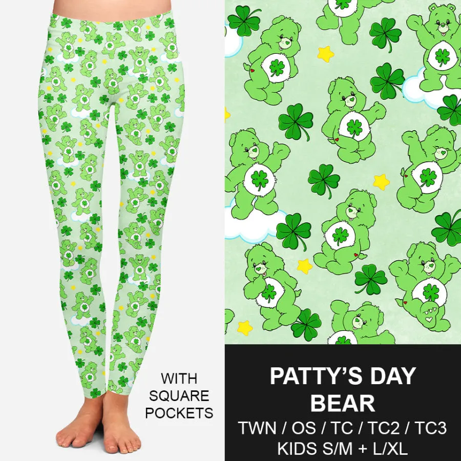Custom Leggings with Pockets - Pattys Day Bear