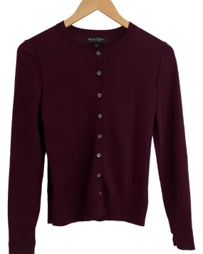 Dark Winter Malbec Wool Button Cardigan Sweater