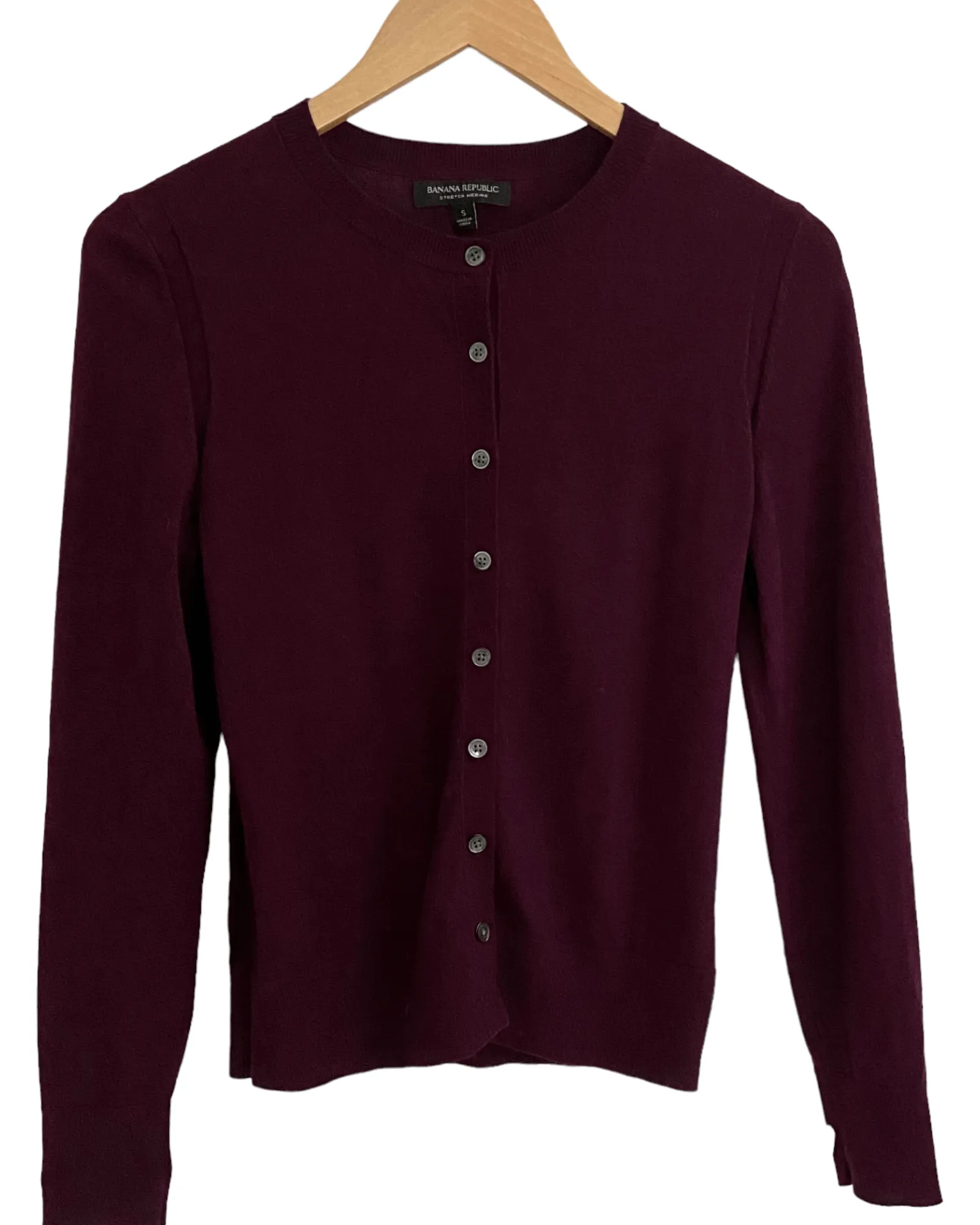 Dark Winter Malbec Wool Button Cardigan Sweater