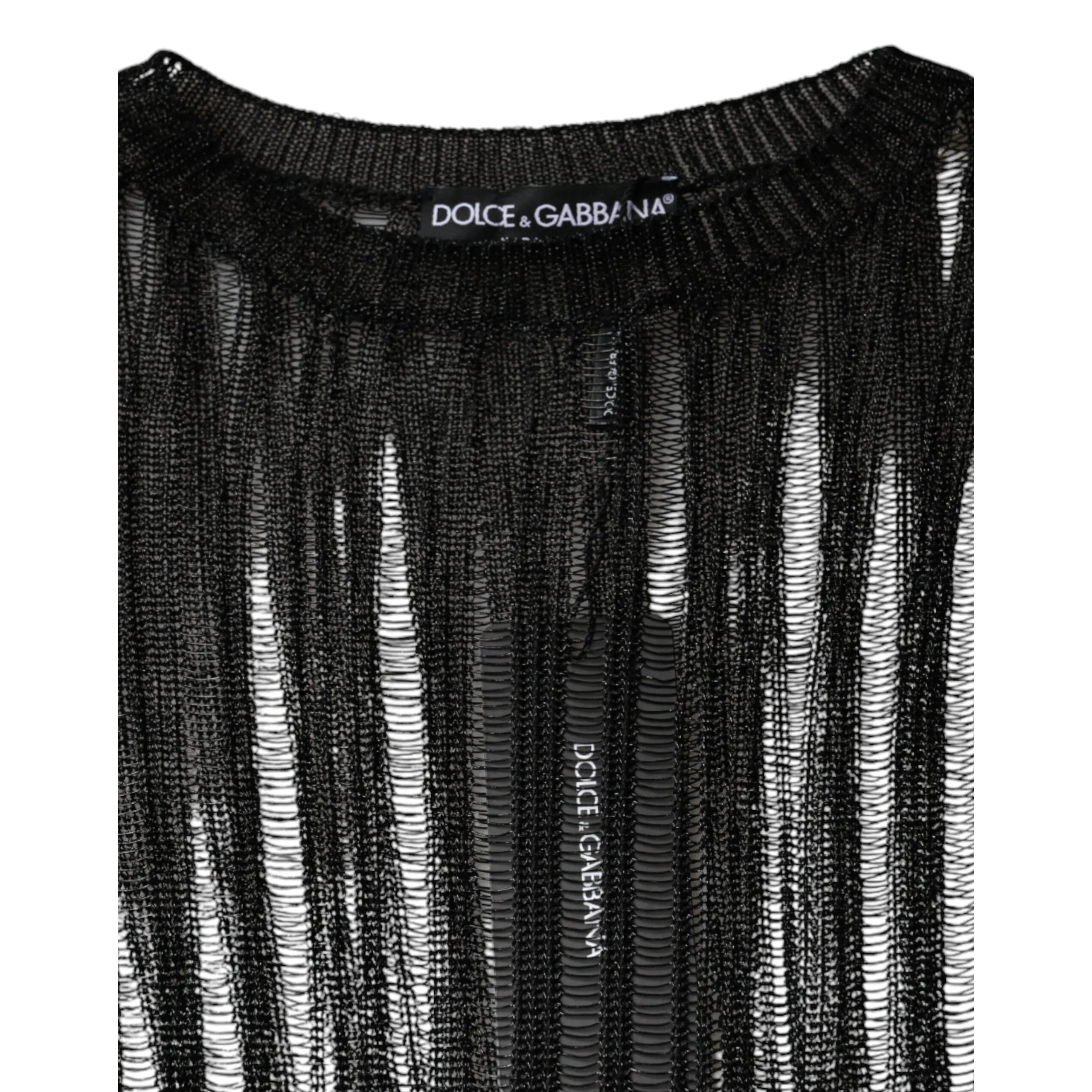 Dolce & Gabbana Black Stripe See Through Long Sleeves Top