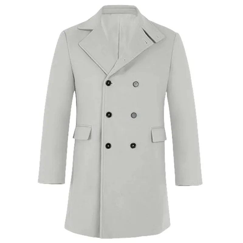 Double-breasted men's coat - Timeless wool coat with lapel collar
