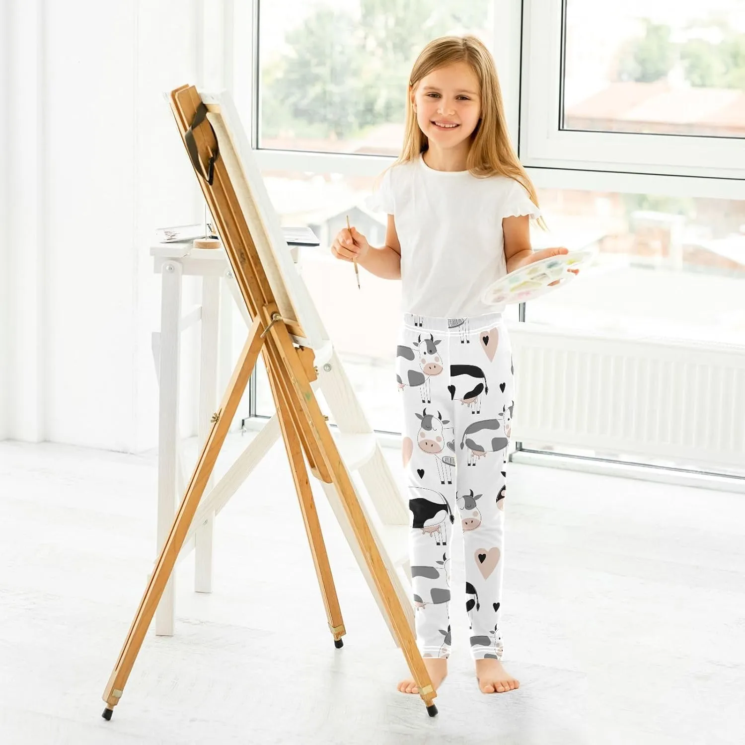 Emelivor Girls Leggings Ankle Length Leggings for Girls Soft Stretch Yoga Pants Athletic Leggings for Kids 4-10 Years