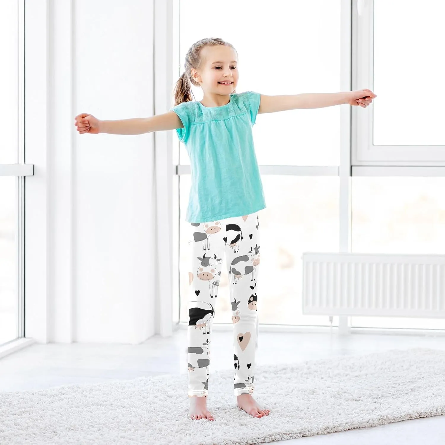 Emelivor Girls Leggings Ankle Length Leggings for Girls Soft Stretch Yoga Pants Athletic Leggings for Kids 4-10 Years