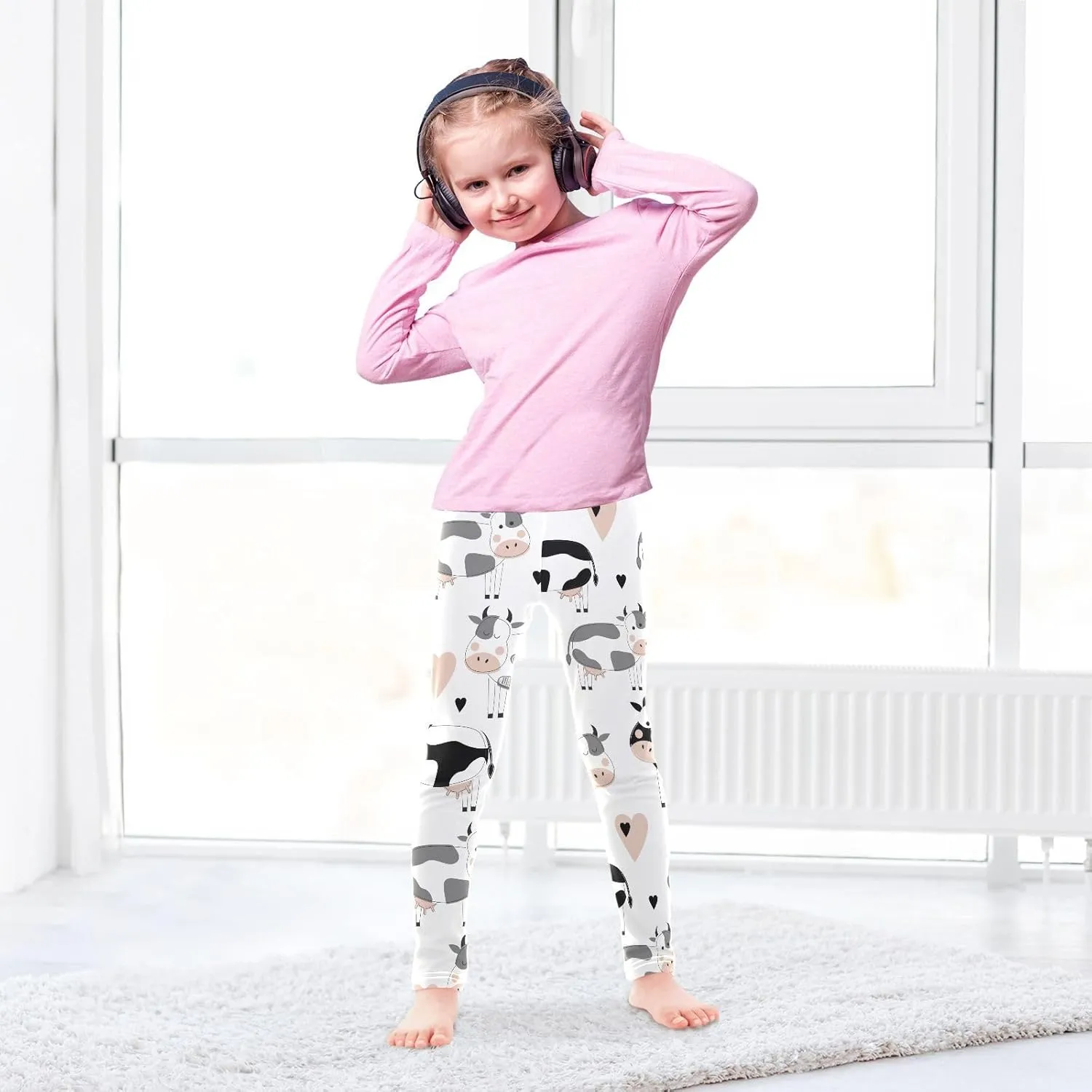 Emelivor Girls Leggings Ankle Length Leggings for Girls Soft Stretch Yoga Pants Athletic Leggings for Kids 4-10 Years