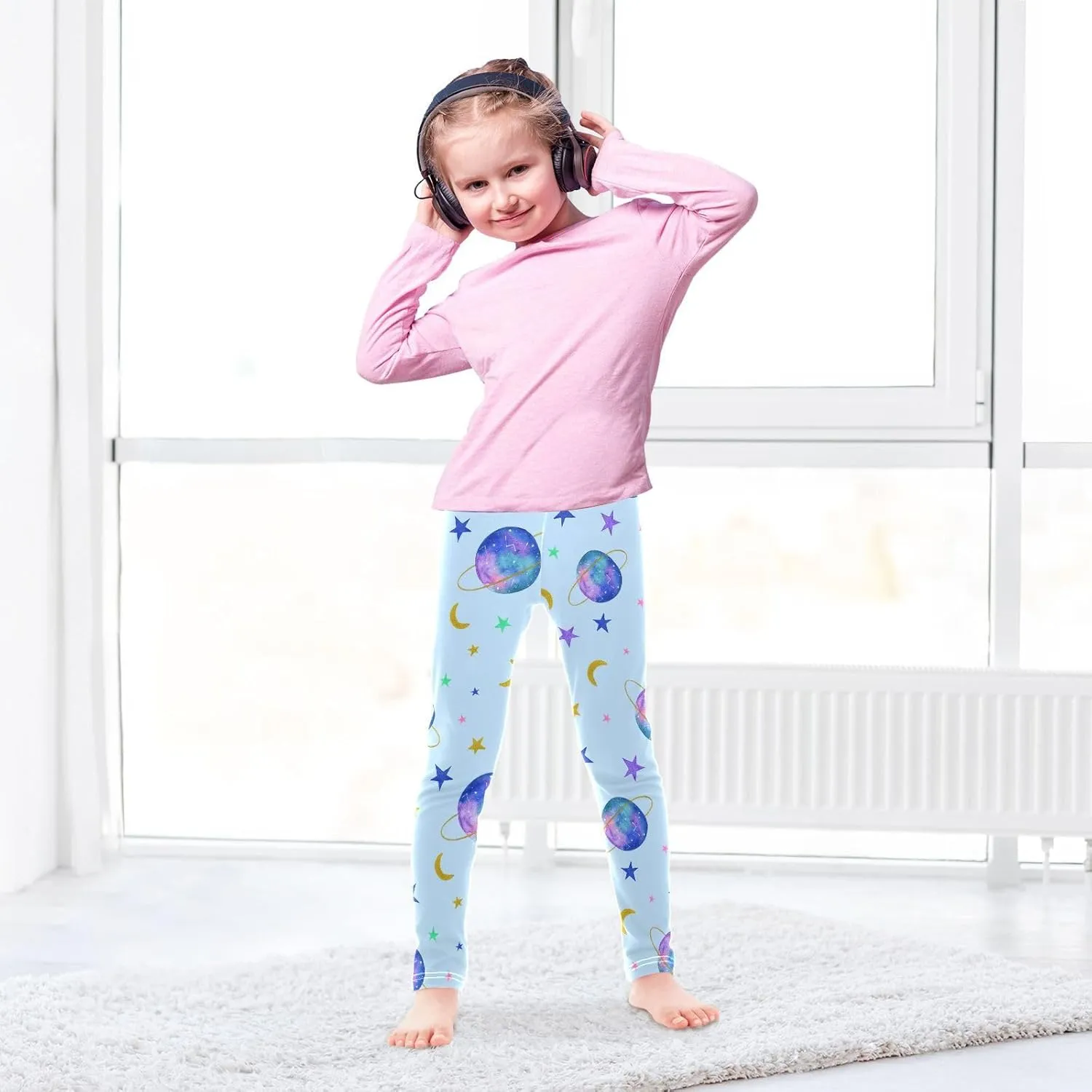 Emelivor Leggings for Girls Stretch Yoga Pants Soft Girls Leggings Ankle Length Leggings for Kids Toddler 4-10 Years