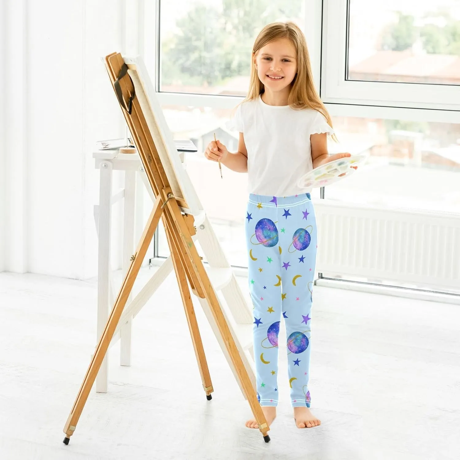 Emelivor Leggings for Girls Stretch Yoga Pants Soft Girls Leggings Ankle Length Leggings for Kids Toddler 4-10 Years