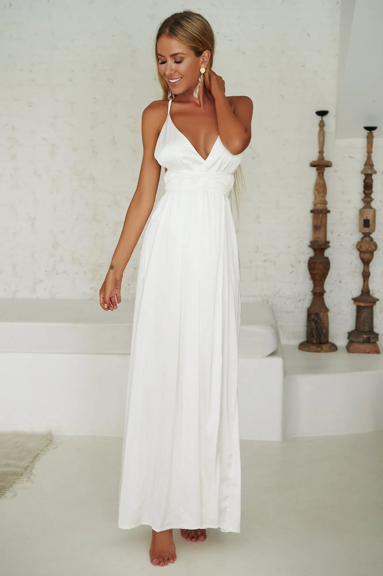 Girl On Fire Maxi Dress (White)
