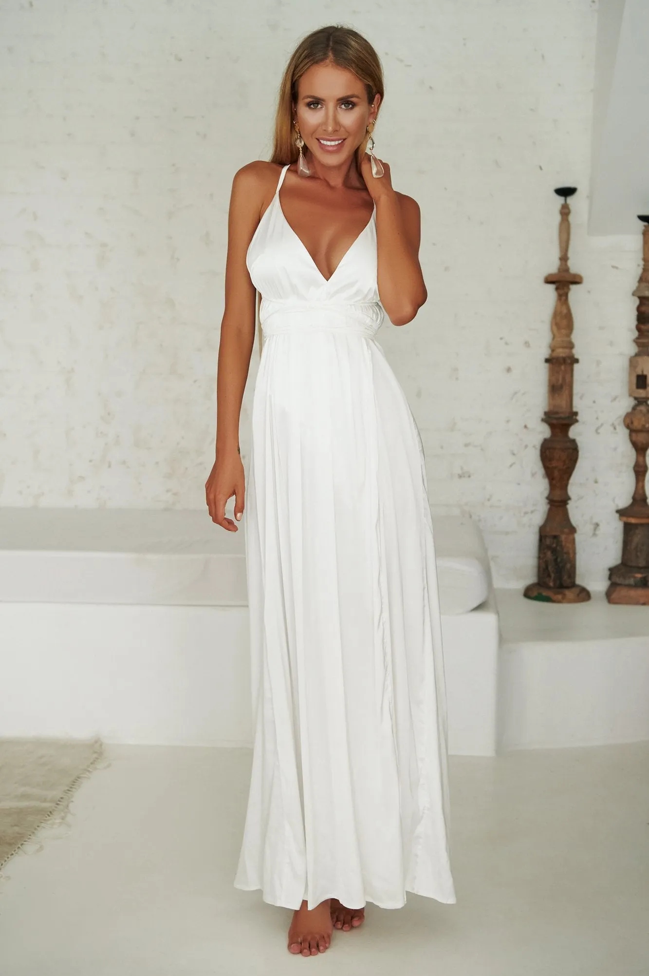 Girl On Fire Maxi Dress (White)