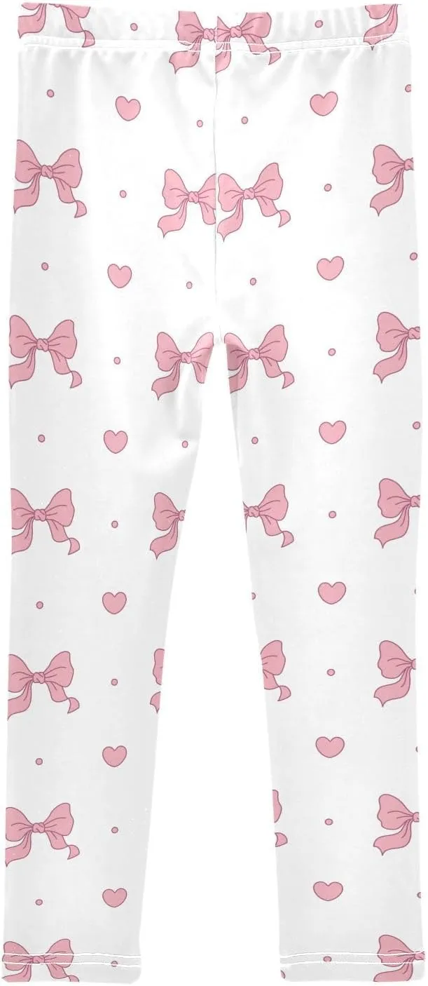 Girls Leggings Bow Heart Cute Soft Toddler Leggings for Girls Kids Pants Size 4T-10T