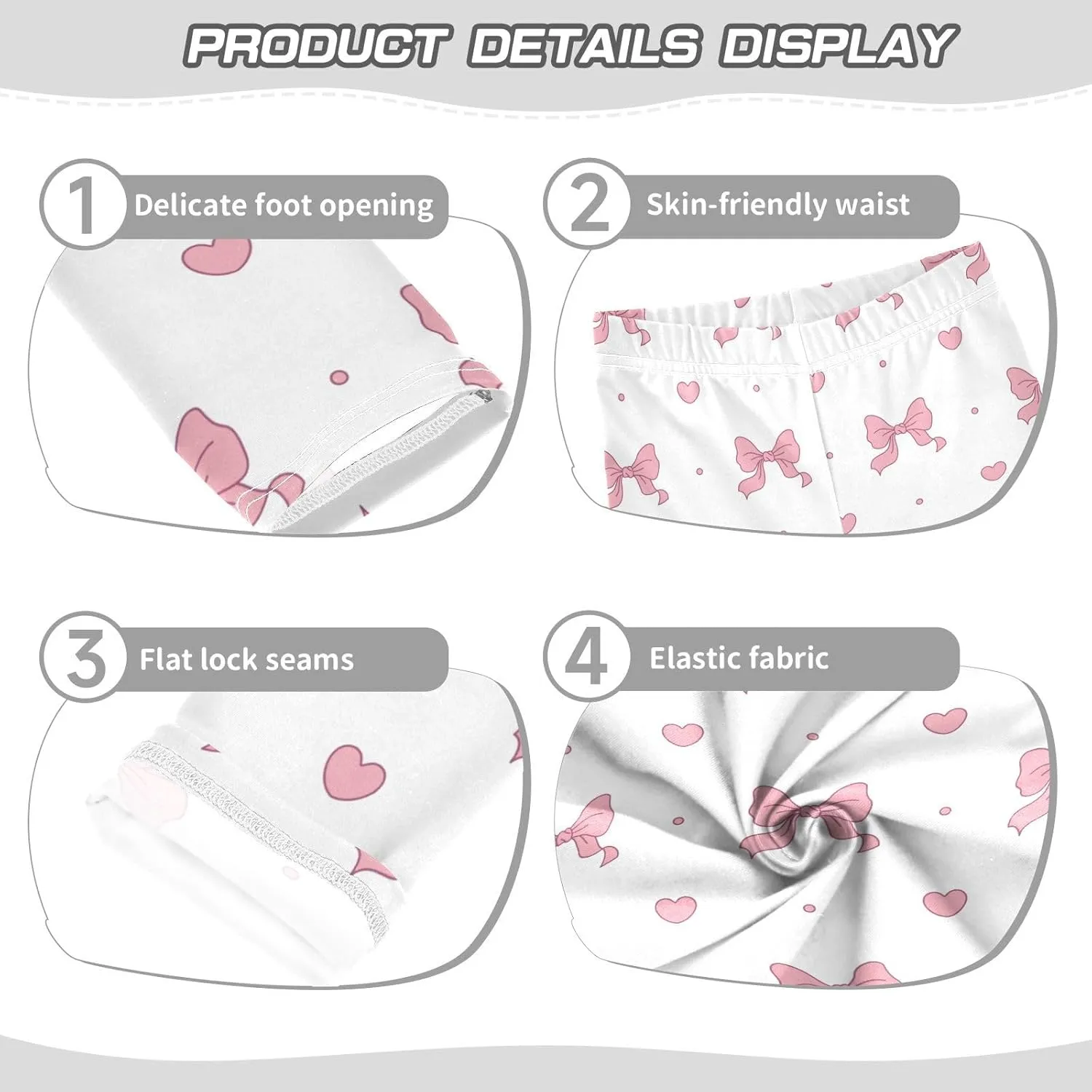 Girls Leggings Bow Heart Cute Soft Toddler Leggings for Girls Kids Pants Size 4T-10T