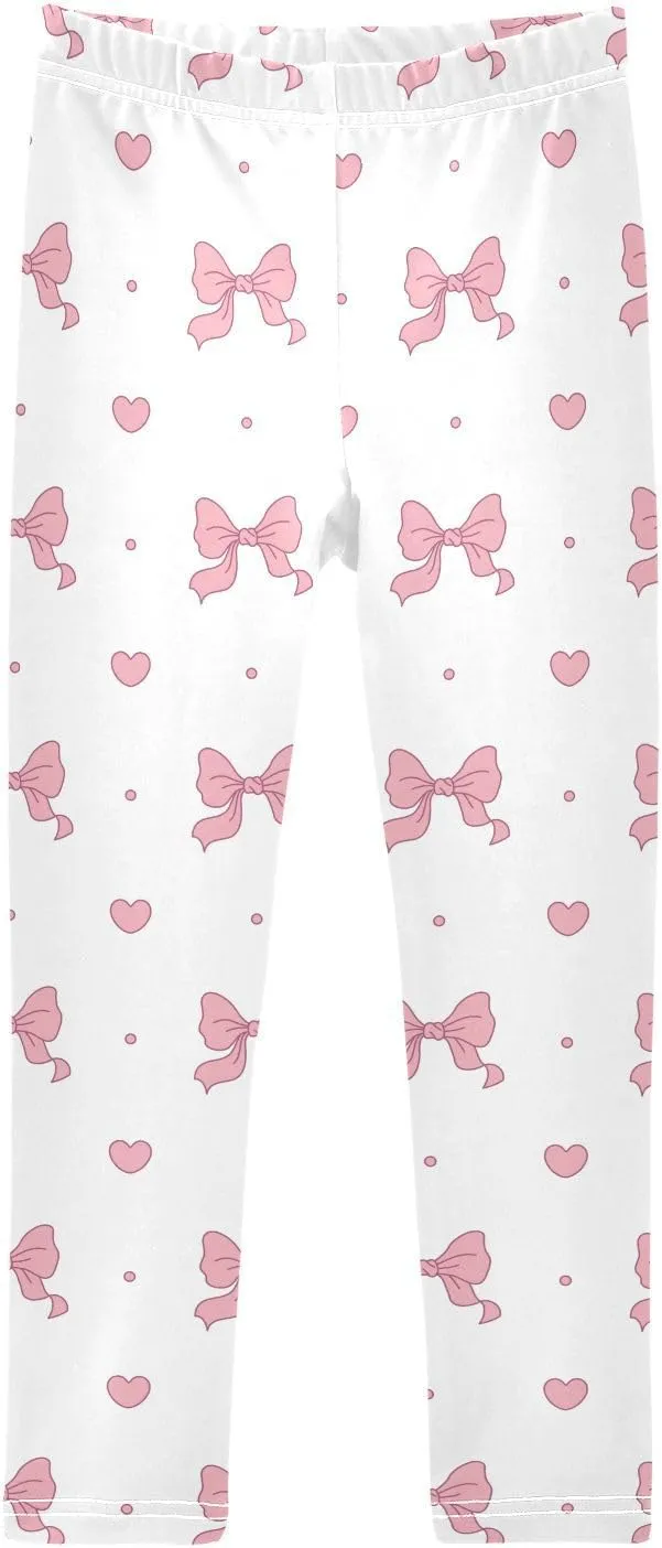 Girls Leggings Bow Heart Cute Soft Toddler Leggings for Girls Kids Pants Size 4T-10T