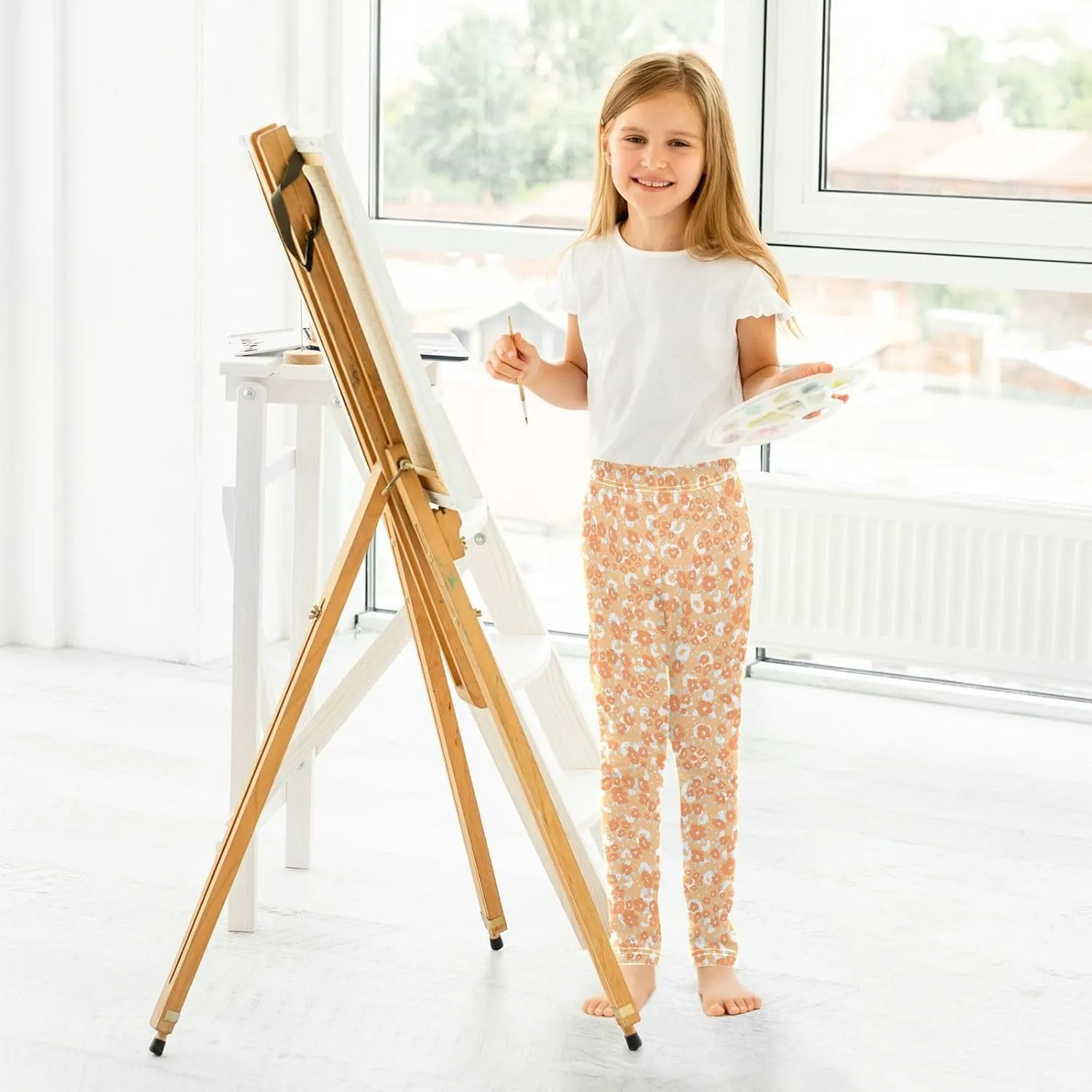 Girls Leggings Yellow Leopard Cheetah Soft Toddler Leggings for Girls Kids Pants Size 4T-10T