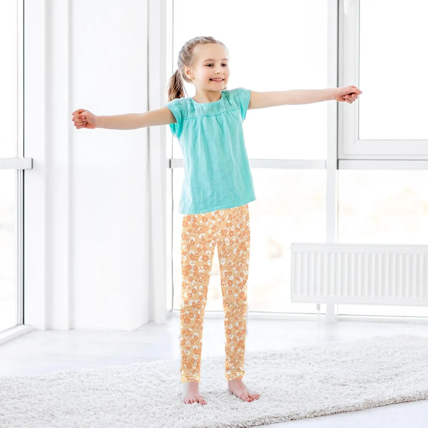 Girls Leggings Yellow Leopard Cheetah Soft Toddler Leggings for Girls Kids Pants Size 4T-10T