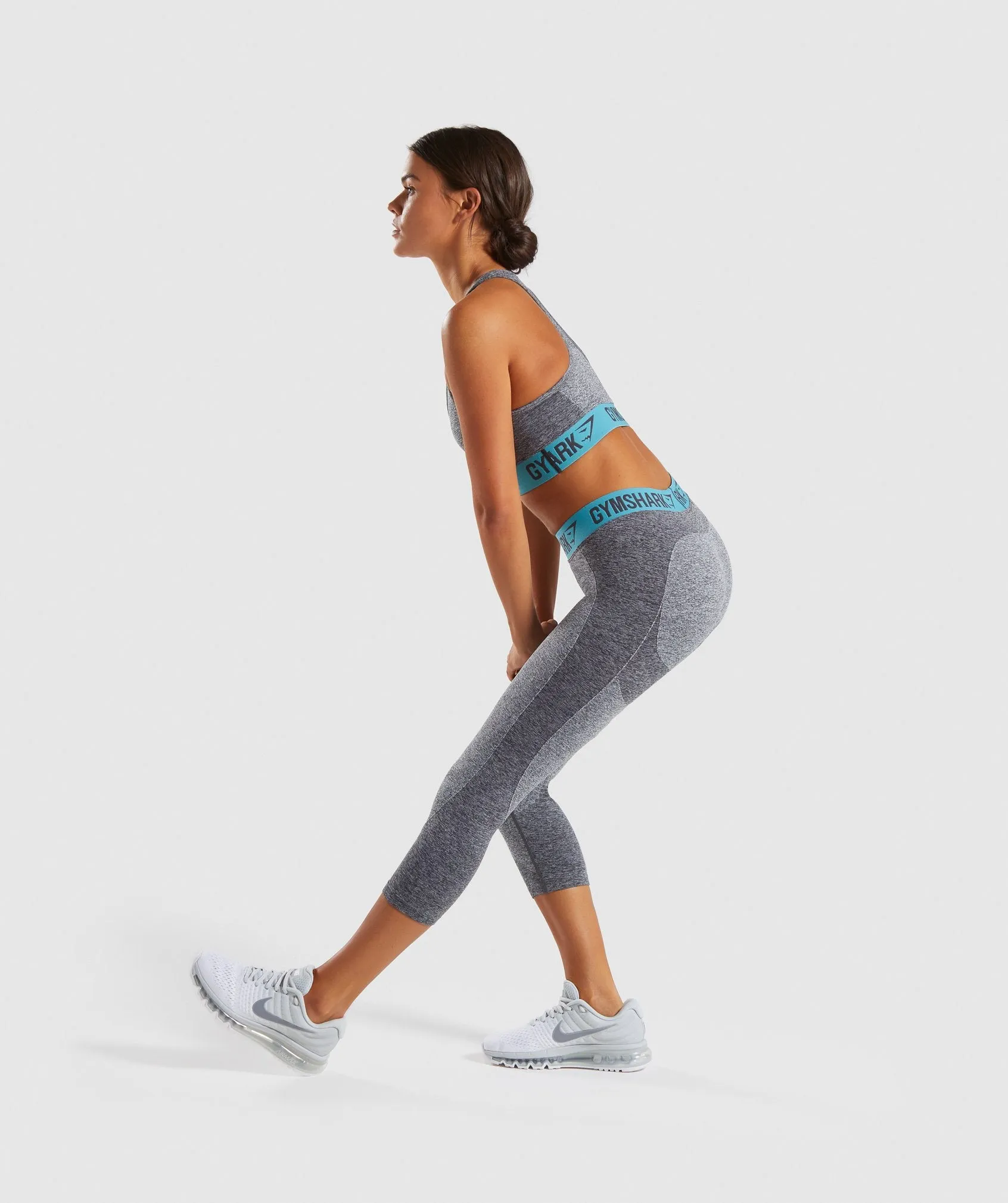 Gymshark Flex Cropped Leggings - Charcoal Marl/Dusky Teal