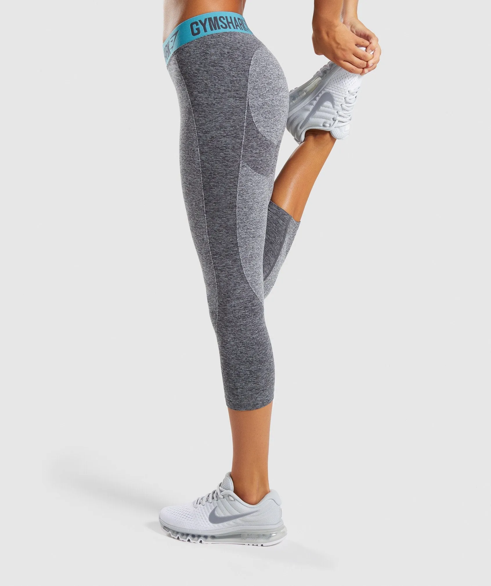 Gymshark Flex Cropped Leggings - Charcoal Marl/Dusky Teal