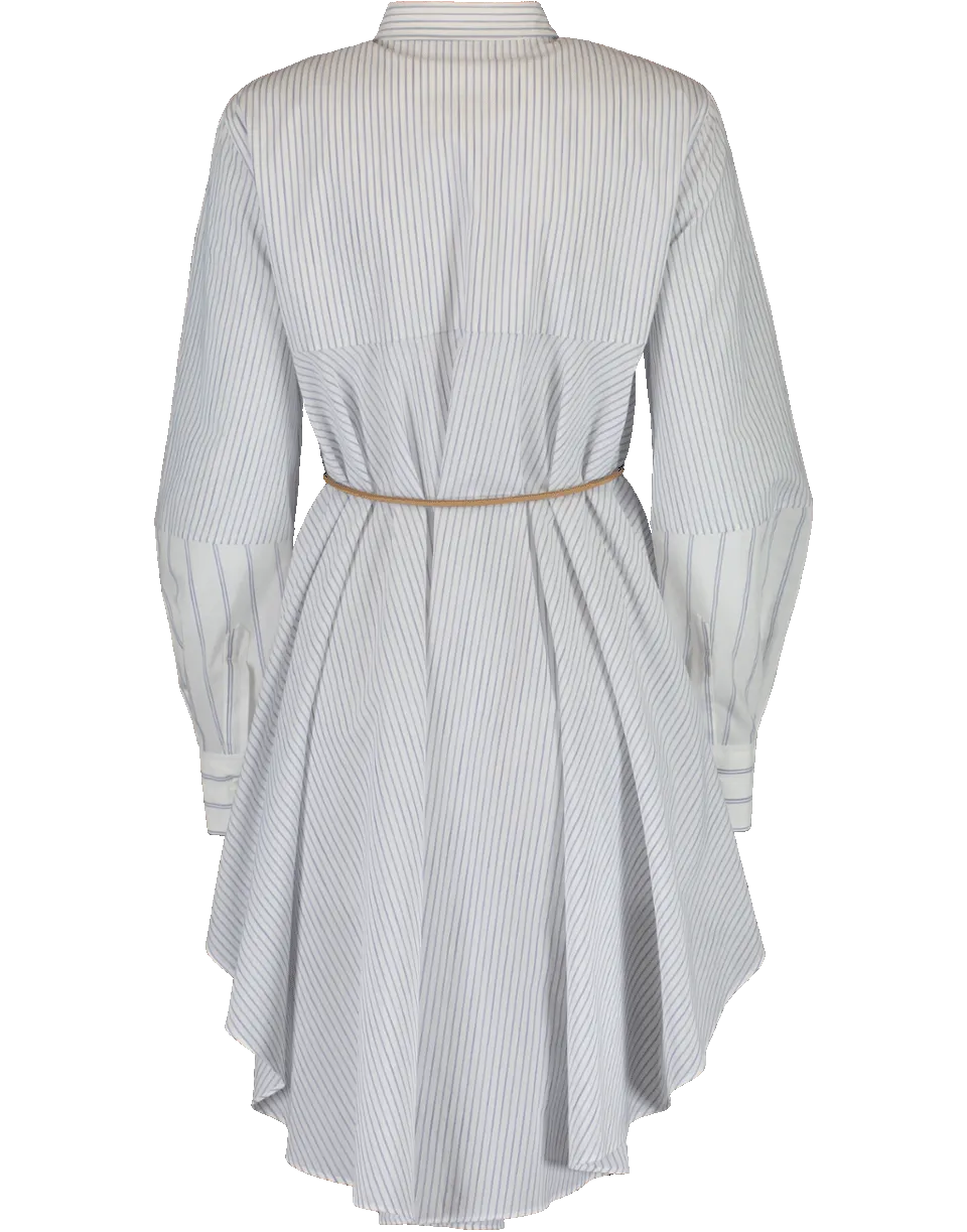 Hi-Low Striped Belted Blouse