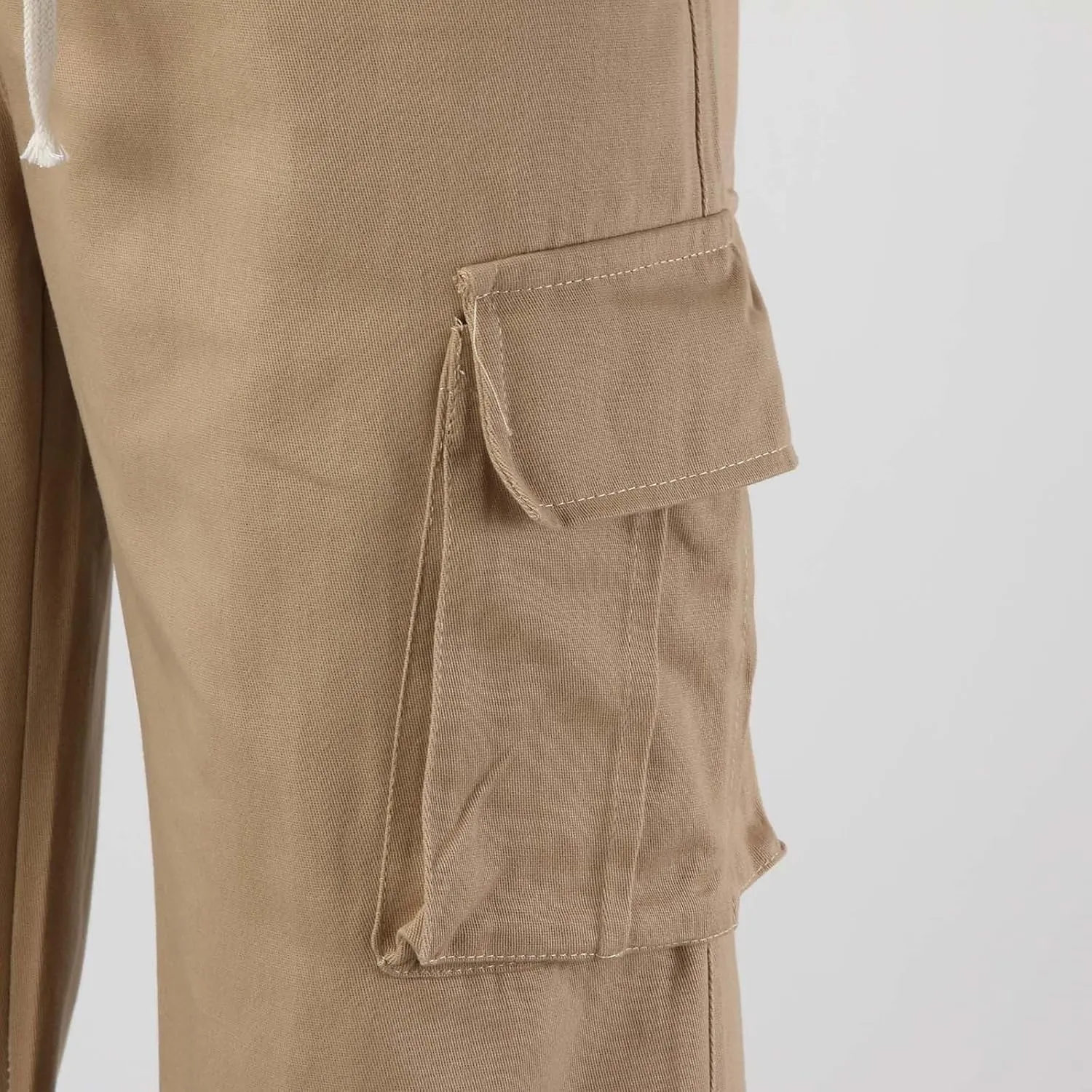 Hiking Pants Male Solid Color Multi Pocket Trousers Tether Athletic Loose Cargo Pants