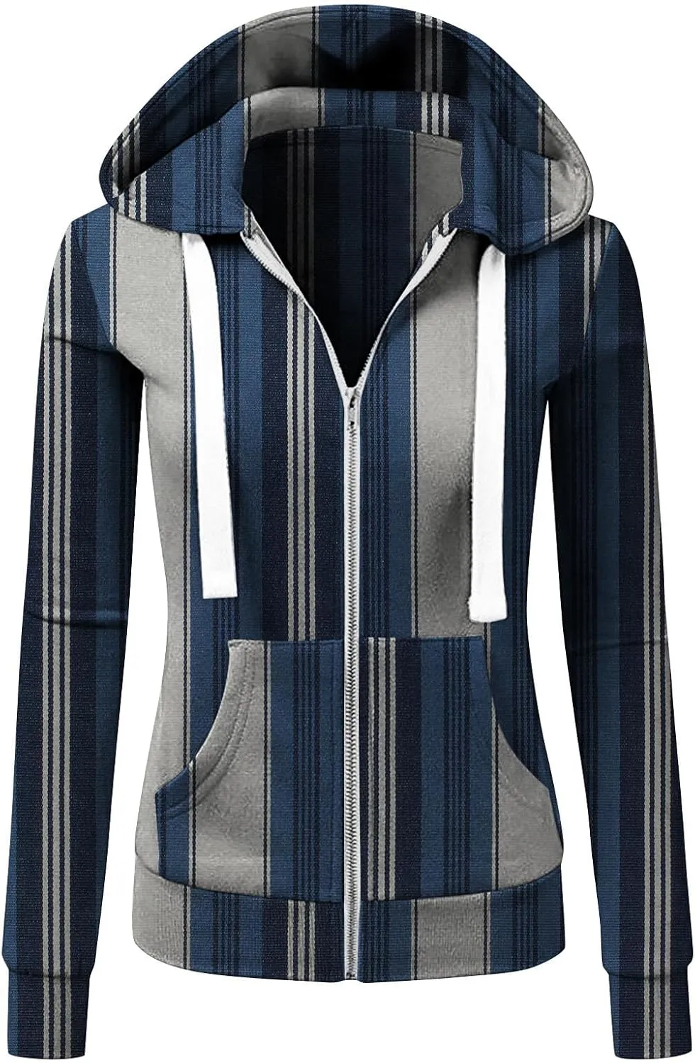 Hoodies for Women Lightweight Thin Full-Zip Hooded Jackets Active Long Sleeve Loose Drawstring Sweatshirt Coat Tops