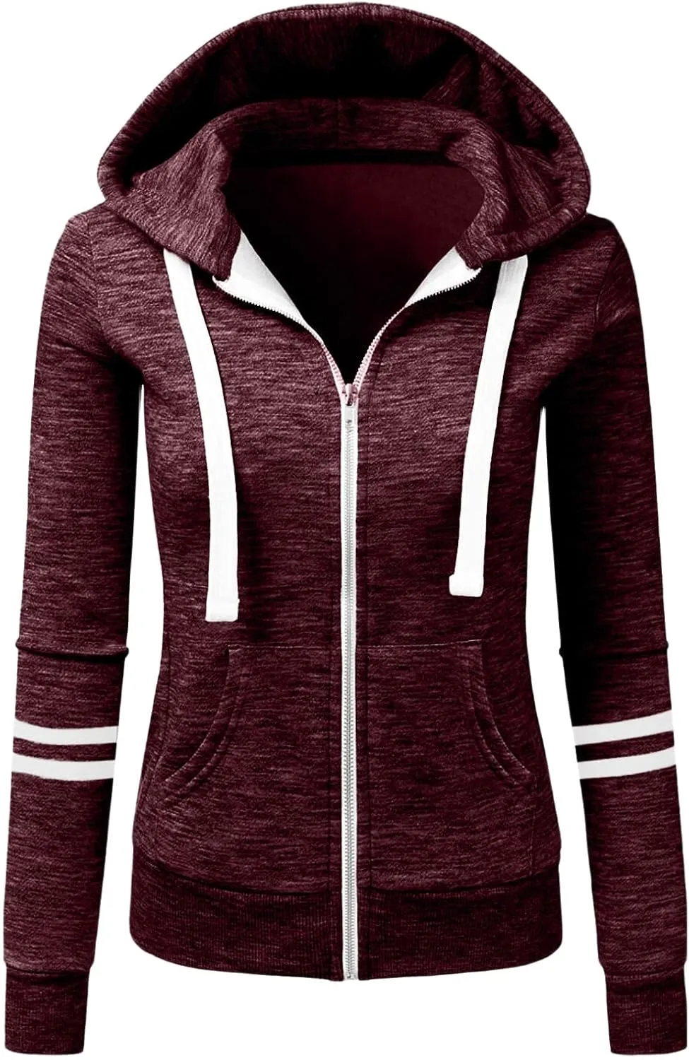 Hoodies for Women Lightweight Thin Full-Zip Hooded Jackets Active Long Sleeve Loose Drawstring Sweatshirt Coat Tops