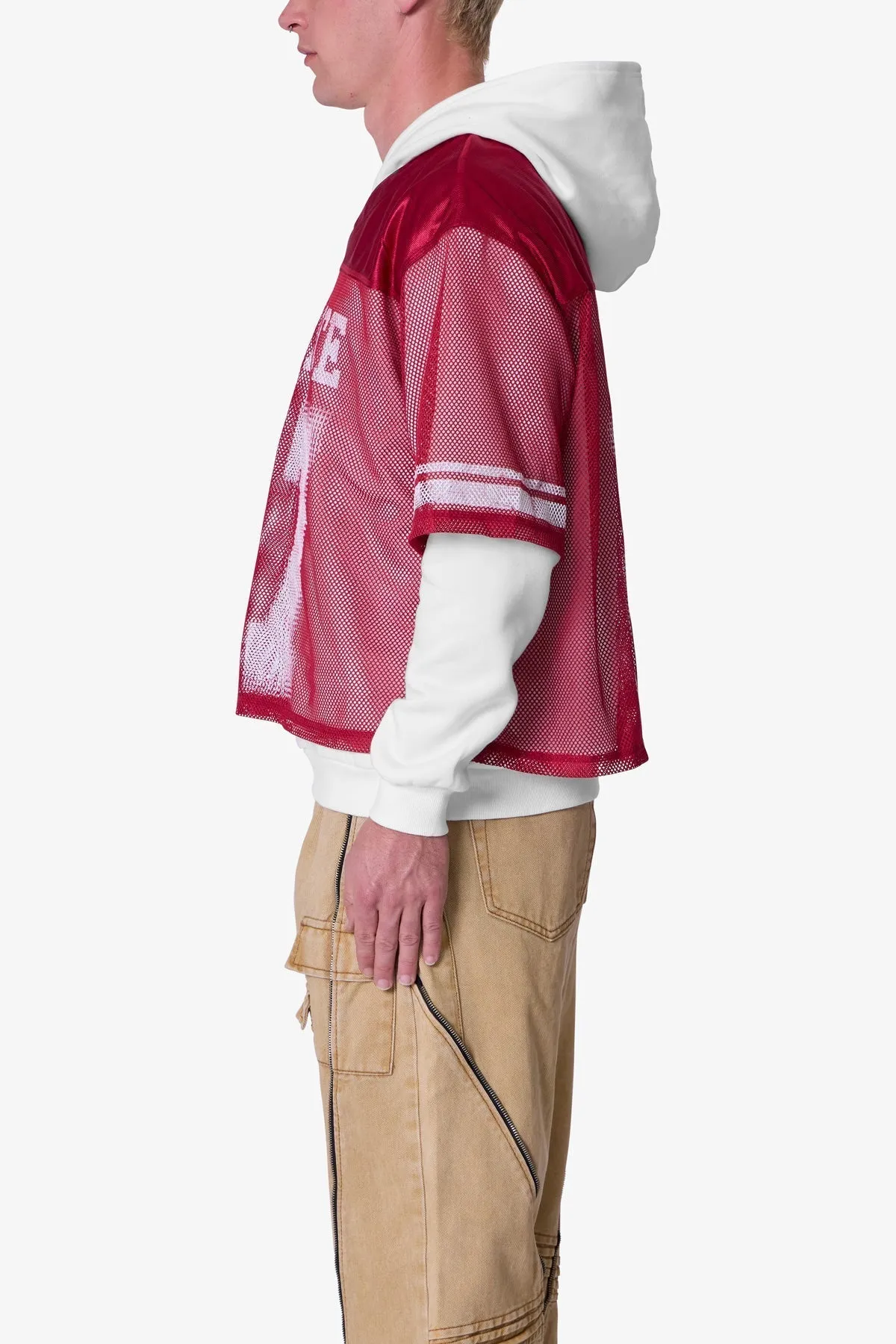 Layered Jersey Hoodie - Burgundy