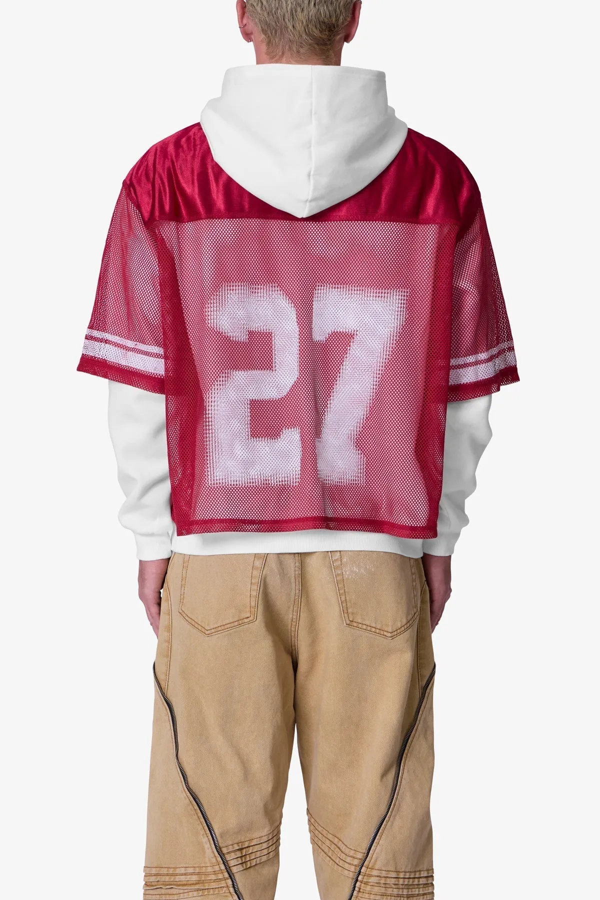 Layered Jersey Hoodie - Burgundy