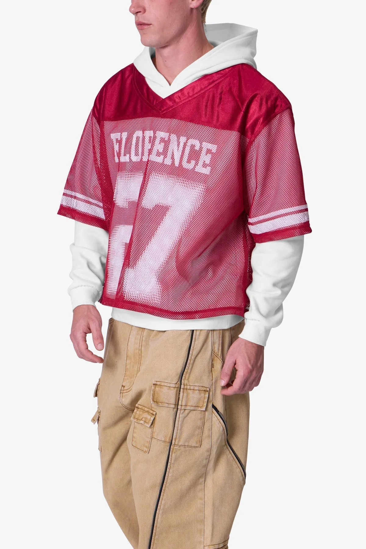 Layered Jersey Hoodie - Burgundy