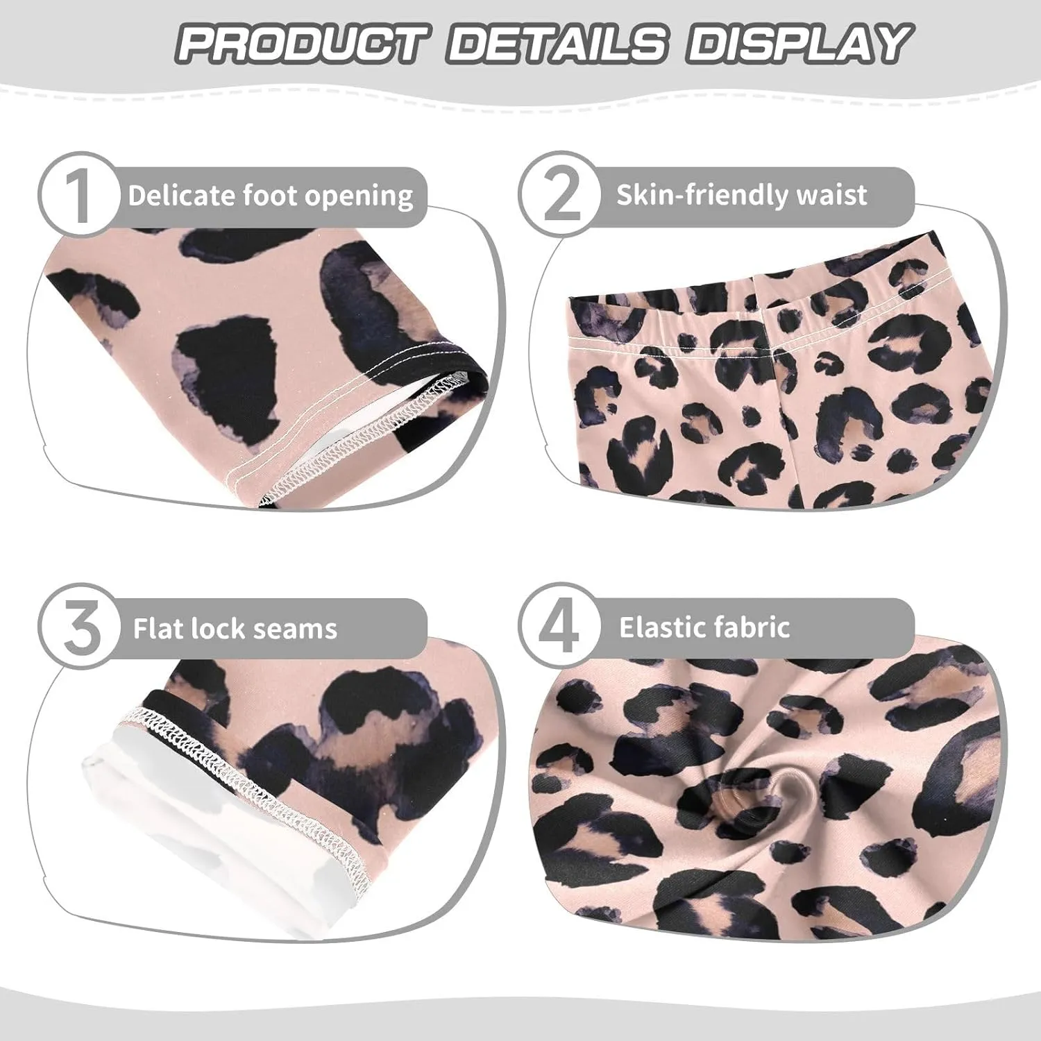 Leopard Skin Leggings for Girls Stretch Pants Soft Girls Leggings Ankle Length Leggings for Kids Toddler 4-10 Years