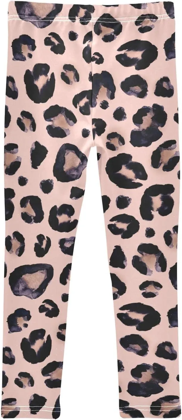 Leopard Skin Leggings for Girls Stretch Pants Soft Girls Leggings Ankle Length Leggings for Kids Toddler 4-10 Years