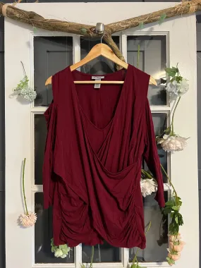 Maroon Cold Shoulder Top 1X 18/20