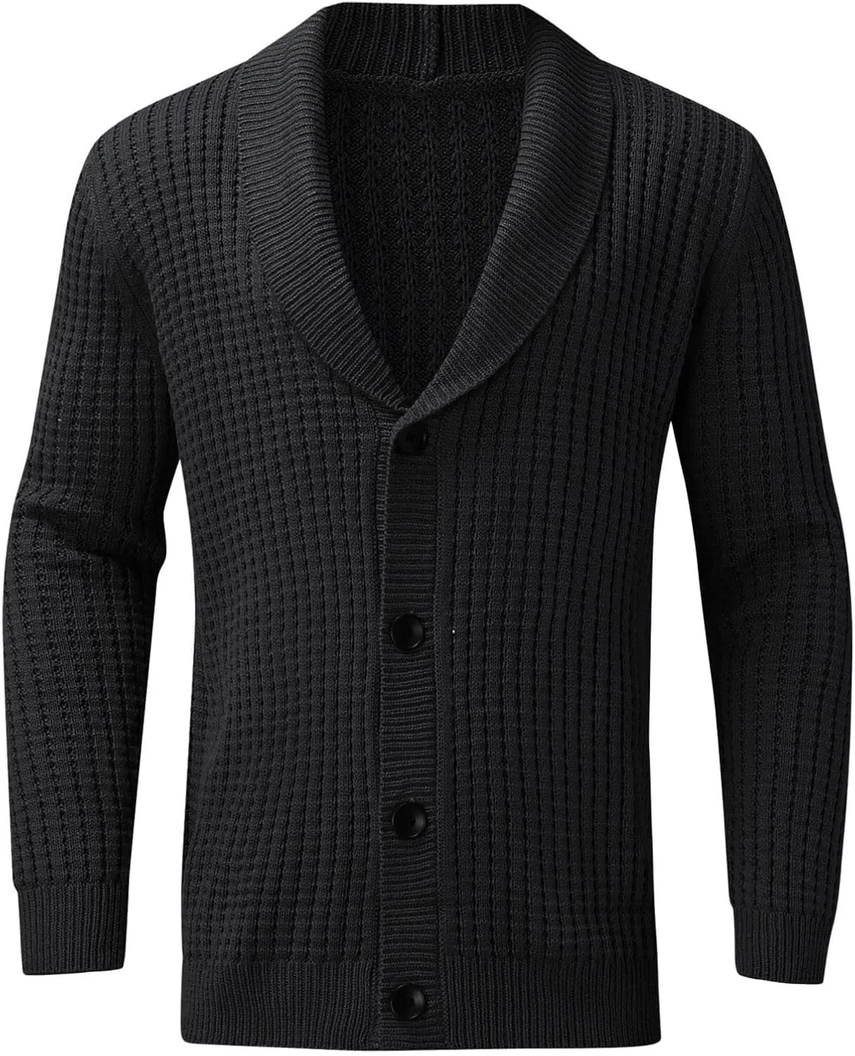 Men Shawl Collar Cardigan Sweater Button Down Cable Knitted Sweater Long Sleeve Jumper Slim Fit Knitwear Casual Jacket