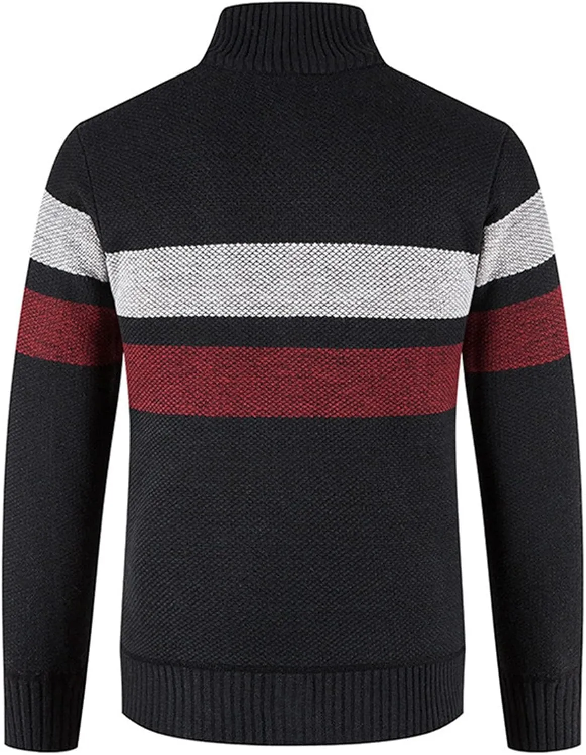 Mens Striped Print Full Zip Cardigans Plus Classic Band Collar Color Block Stripe Cable Knit Cardigan Coats