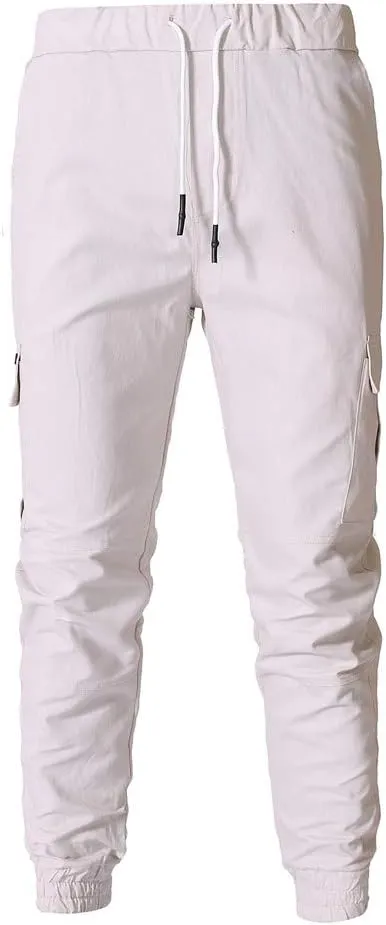 Mens Workout Cargo Sweatpants Cargo Sweatpants Elastic Waist Drawstring Straight Leg Athletic Trousers Baggy Jogger