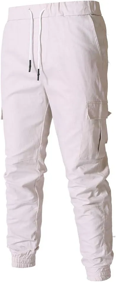 Mens Workout Cargo Sweatpants Cargo Sweatpants Elastic Waist Drawstring Straight Leg Athletic Trousers Baggy Jogger