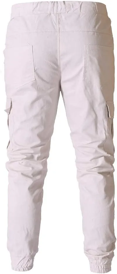 Mens Workout Cargo Sweatpants Cargo Sweatpants Elastic Waist Drawstring Straight Leg Athletic Trousers Baggy Jogger