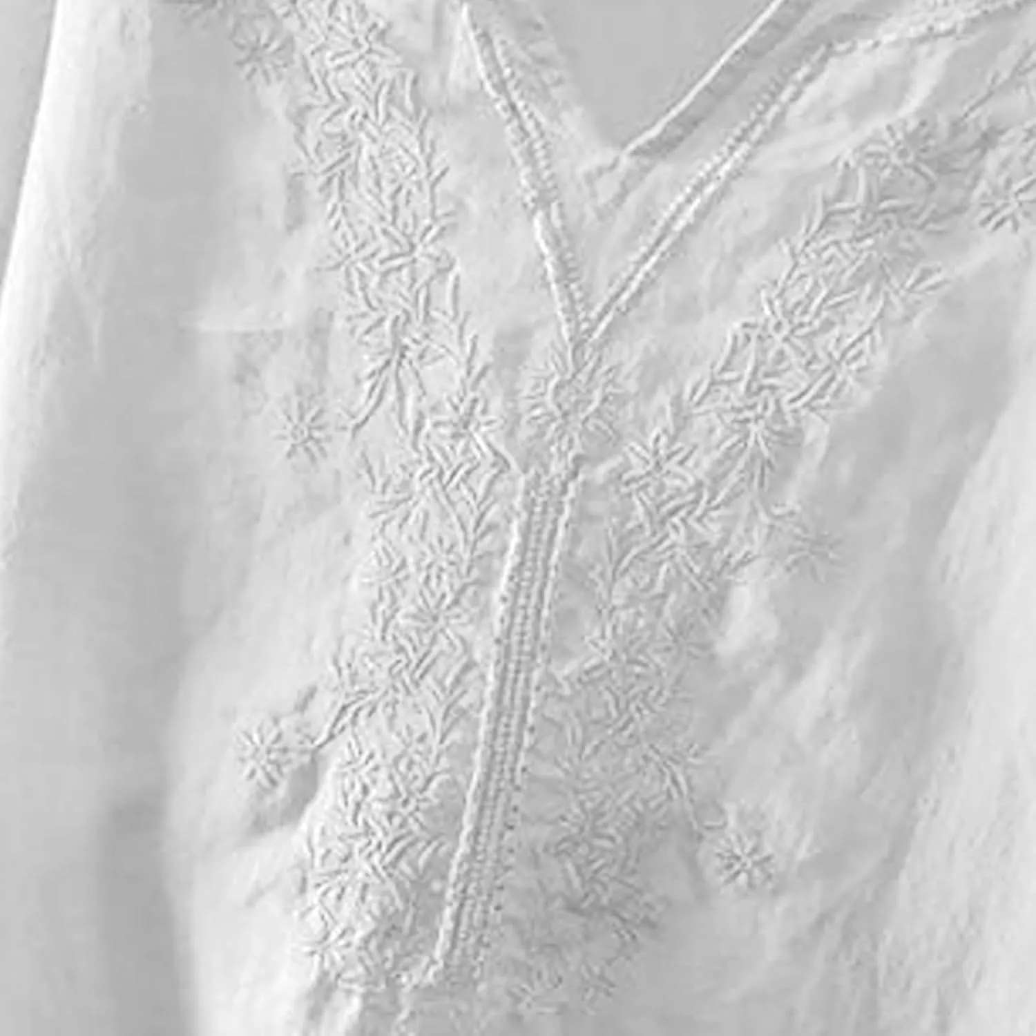 Miyaomn Summer Boho Linen Shirts for Women Floral Embroiderd Loose Flowy Tops Dressy Casual V Neck Short Sleeve Tunic Blouses