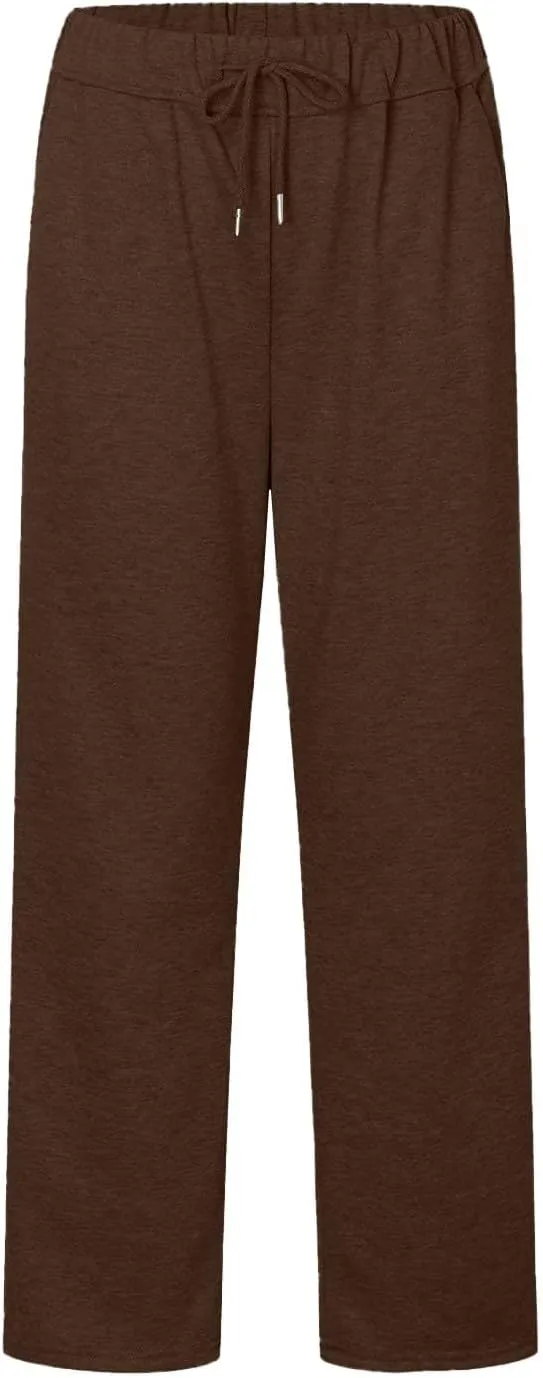 NBXNZWF Womens Wide Leg Sweatpants High Waisted Baggy Lounge Casual Pants Drawstring Athletic Workout Joggers with Pockets