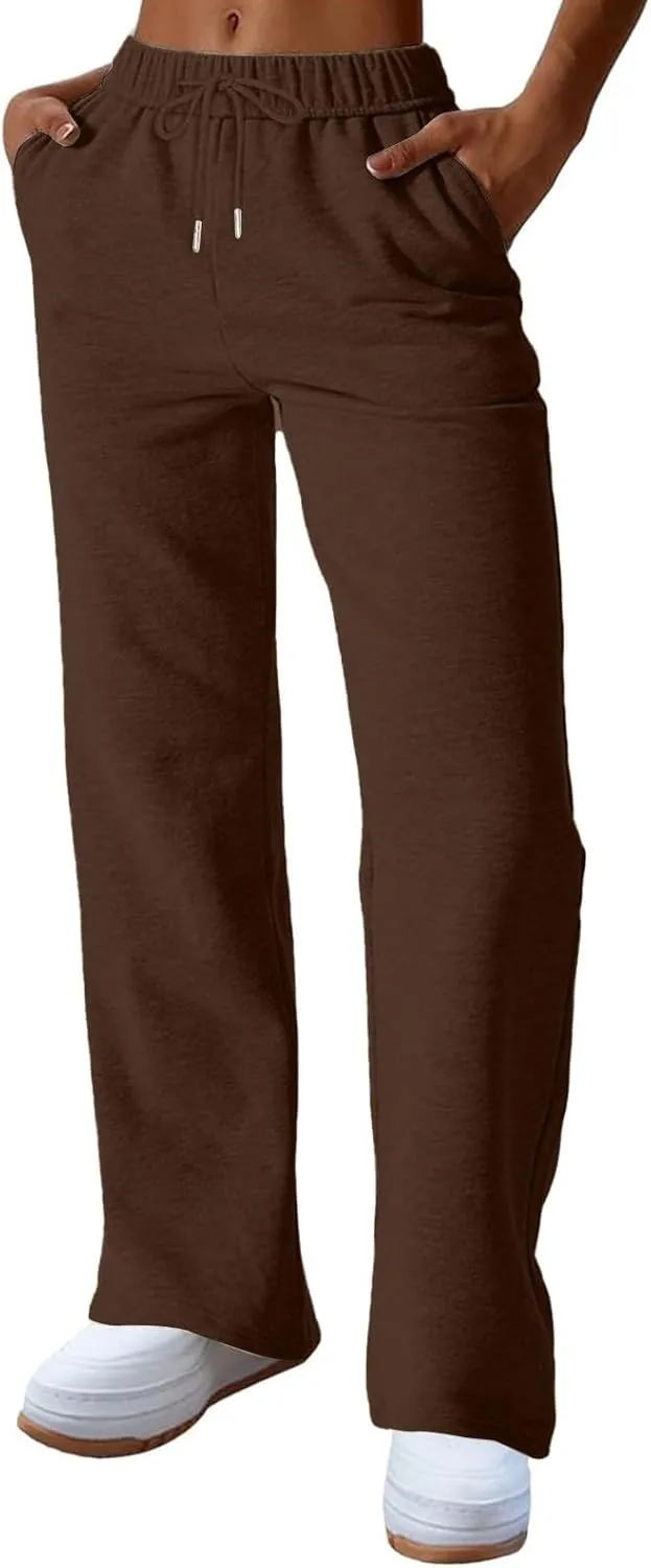 NBXNZWF Womens Wide Leg Sweatpants High Waisted Baggy Lounge Casual Pants Drawstring Athletic Workout Joggers with Pockets