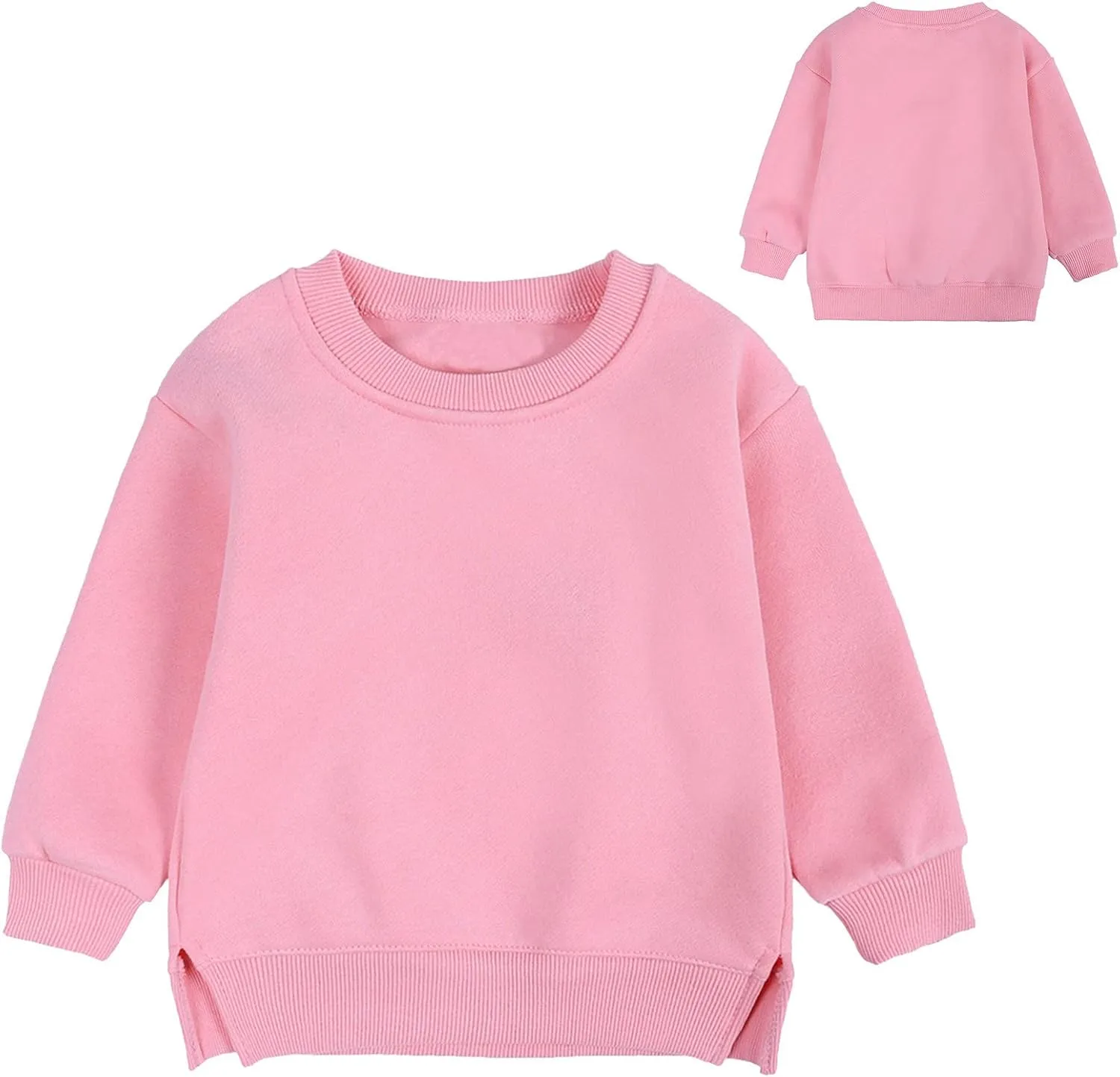 Newborn Infant Baby Boys Girls Cotton Pullover Sweatshirt Toddler Solid Color Crewneck Blouse Shirt Tops Kids Warm Clothes